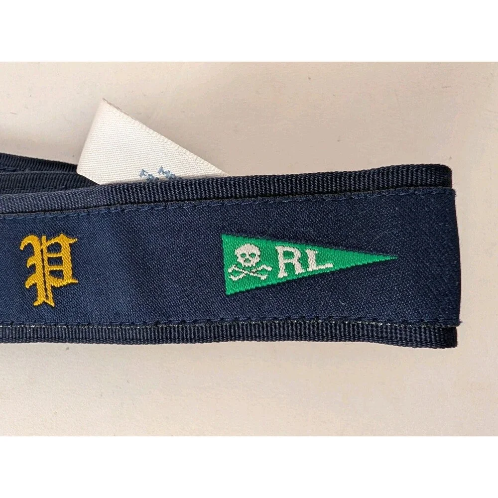 Baby Boy RALPH LAUREN Navy Blue Pennant Pirate Flag D Ring Canvas Belt 12 Month